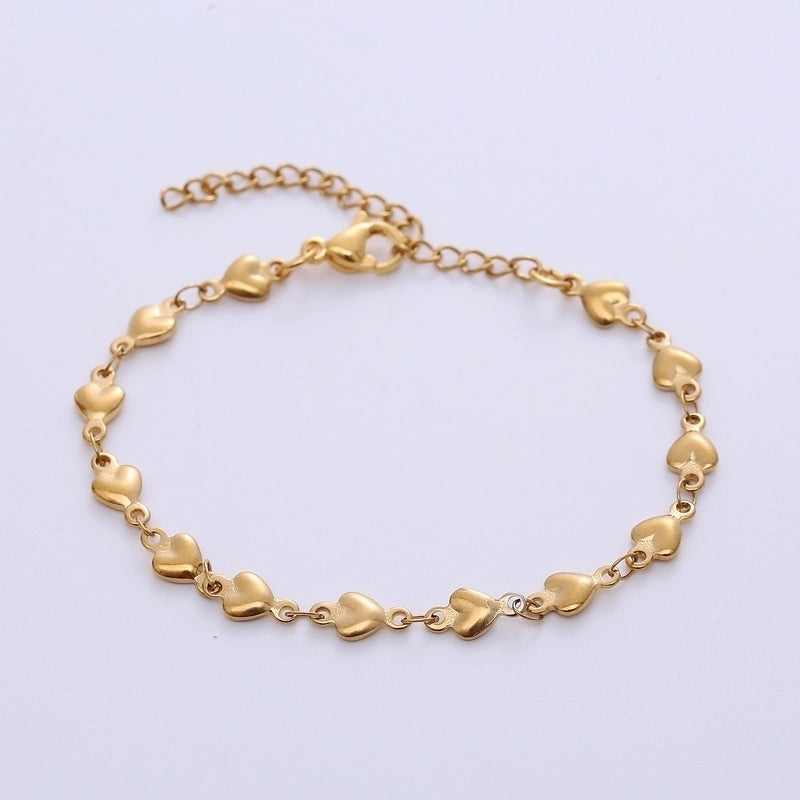 Minimalist Heart Shape Solid Color 304 Stainless Steel Bracelets Necklace