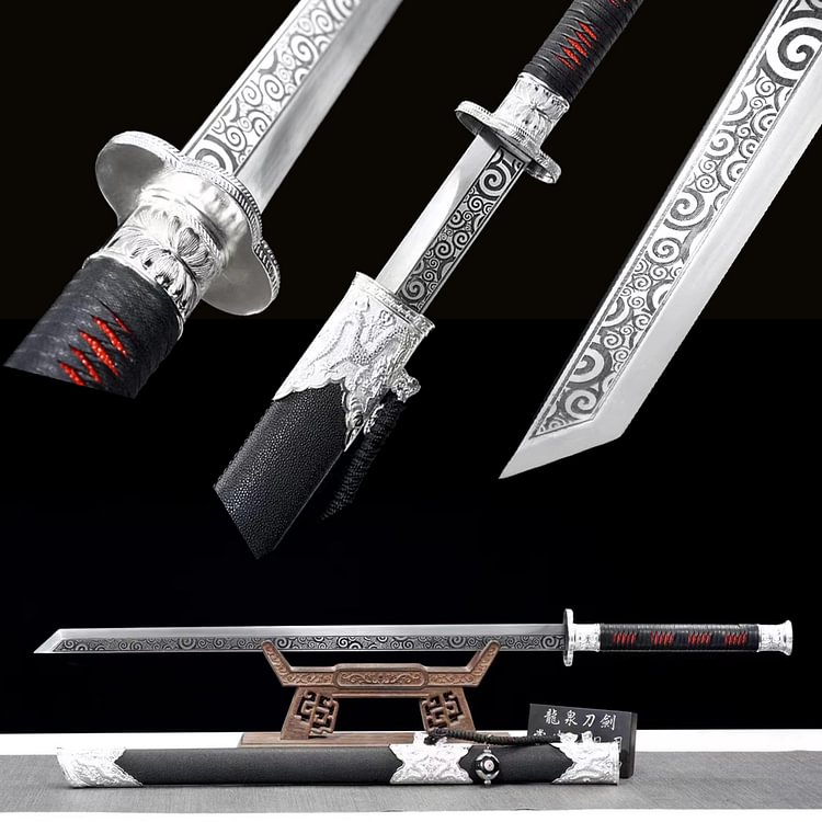 Rail steel black Sheath Samurai sword,Silver tsuba katana,Silver knife Japan handmade,katana swords,best katana,anime katana,cosplay sword
