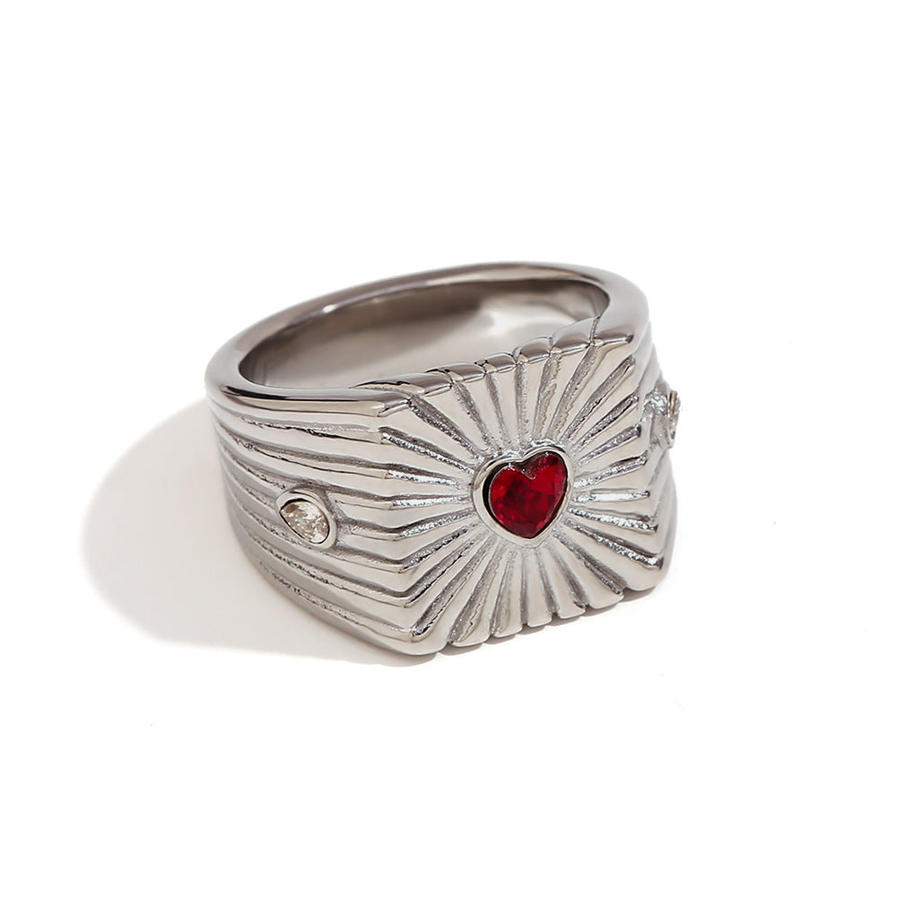 Vintage Fashion Retro Quadrilateral Geometric Stainless Steel 18K Gold Plated Rings