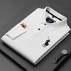 Cotton long-sleeved lapel embroidered polo shirt