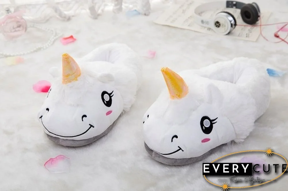 Winter Indoor Slippers Plush Home Shoes Unicorn Slippers For Grown Free Size Home Slippers Shoes Christmas Gift