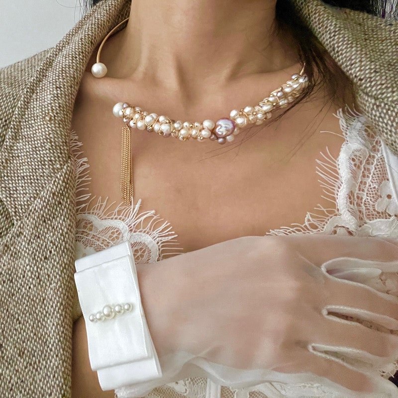 Vintage Baroque Pearl Wrap Necklace