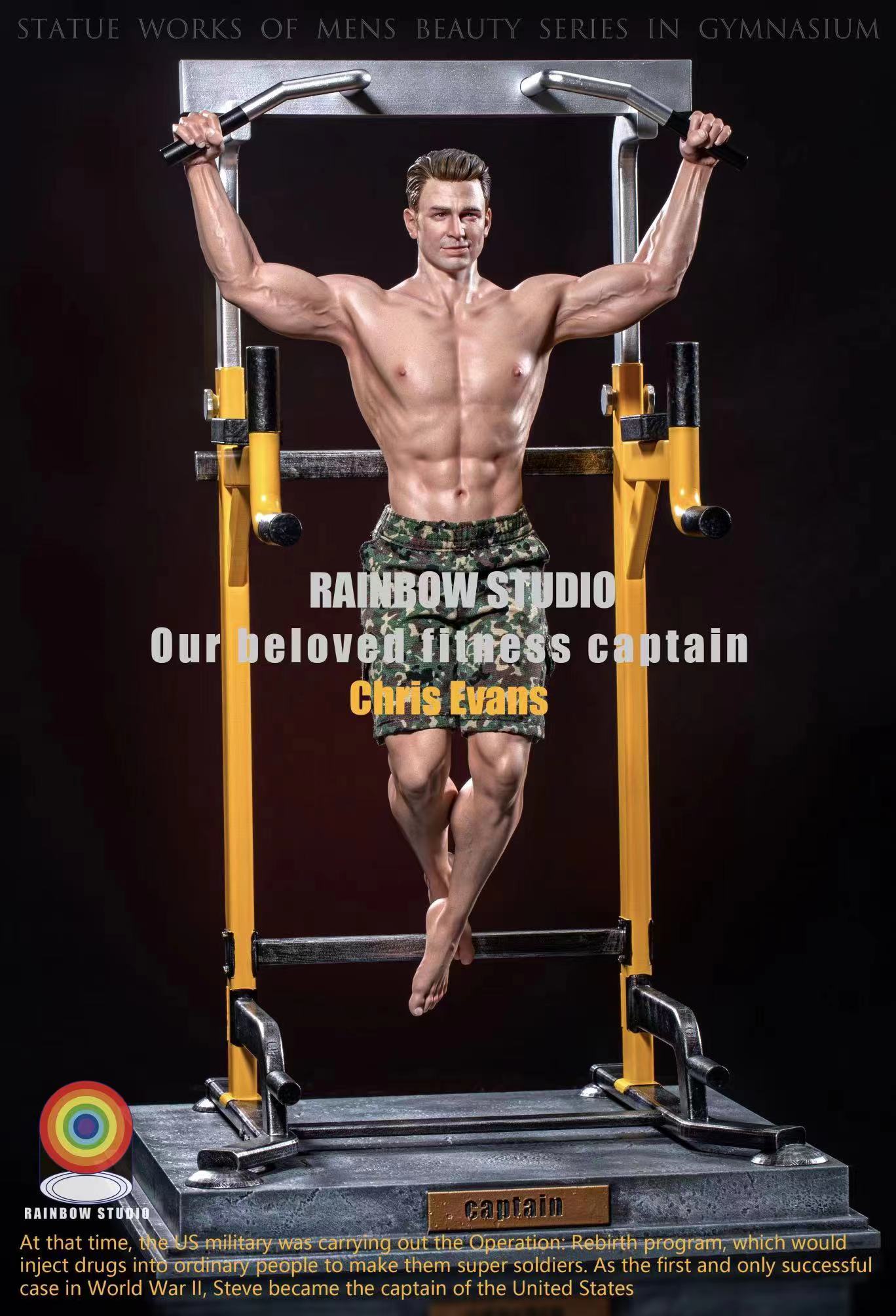 Pre-order RAINBOW STUDIO Captain America Christopher Robert Evans GYM Version 1/6 Statue GK-Rainbow Studio
