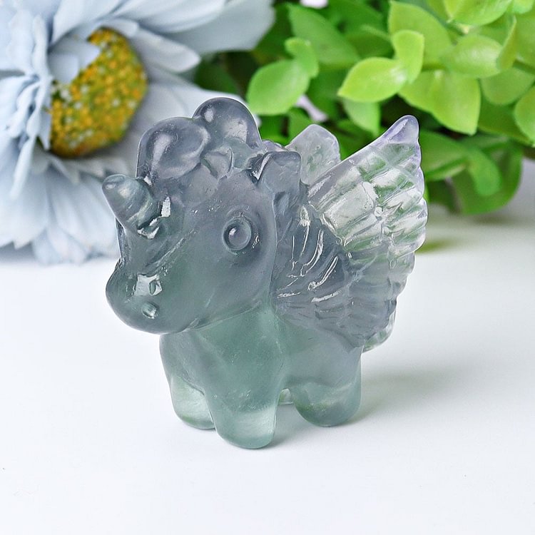 2" Fluorite Unicorn Crystal Carvings Animal