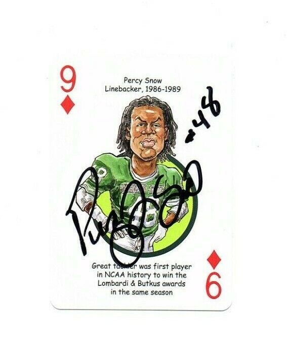 Percy Snow RARE signed autographed Michigan State Spartans playing card
