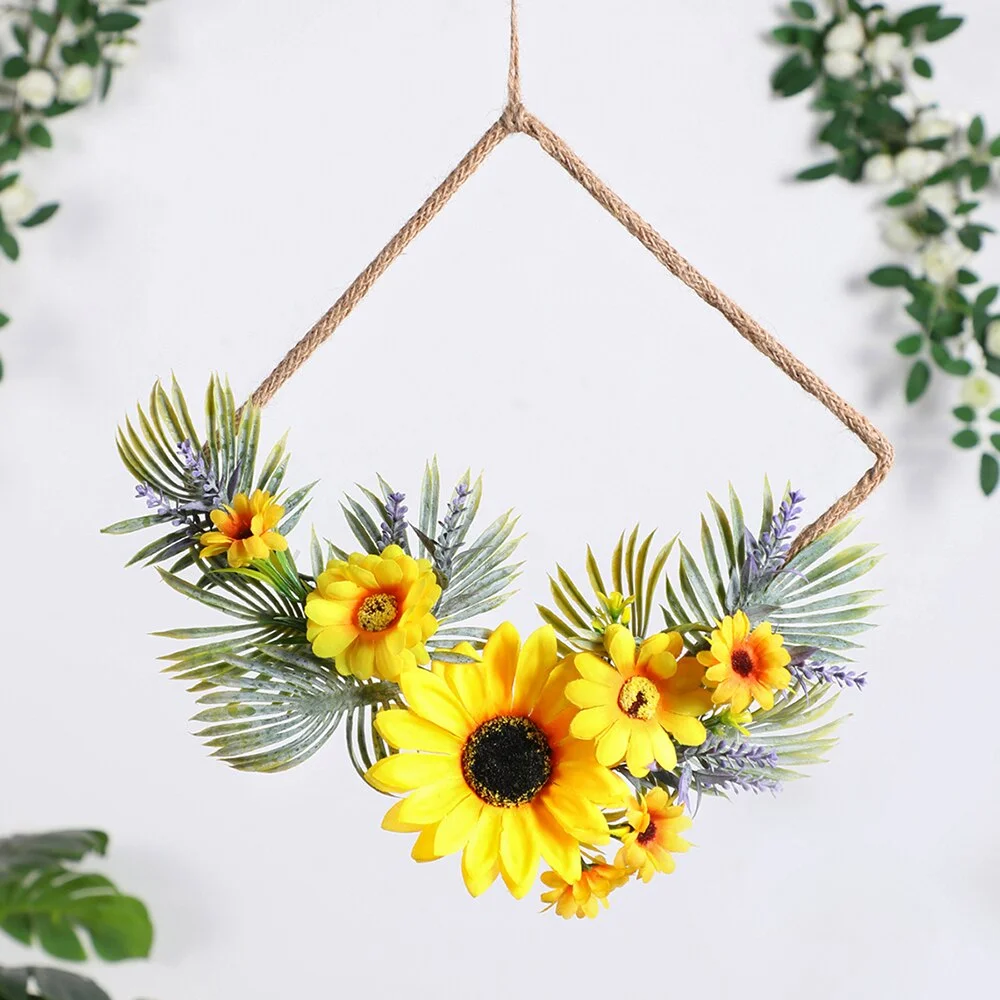 Hoop Wreath Artificial Flower and Vine Wreaths Garlands Wall Hanging Pendant Christmas Door Decor Wedding Garlands for Home Gift