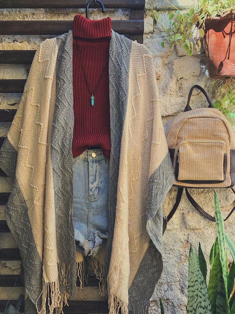 Long Sleeve Khaki comfort shawl