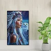 Beauté Indienne Et Hibou Blanc-Percer Rond Peinture Diamant-40 * 60CM (Grande Taille)