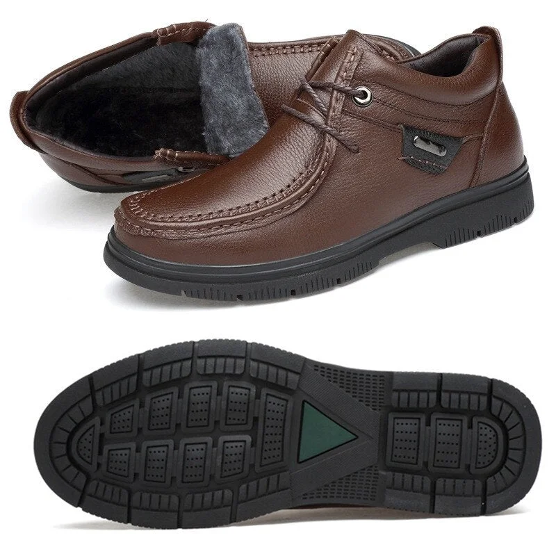 Size 47 New Mens Genuine Leather Boots 2021 Fashion High Top Winter Shoes Lace Up Ankle Boots Autumn Shoes Men Warm Footwear