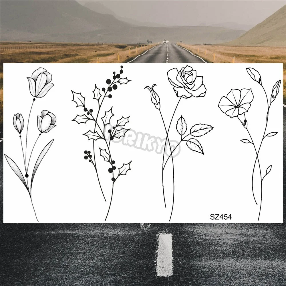 Colorful Hummingbird Small Temporary Tattoos For Women Girls Lavender Plum Blossom Fake Tattoo Sticker Wedding Neck Tatoos Ear