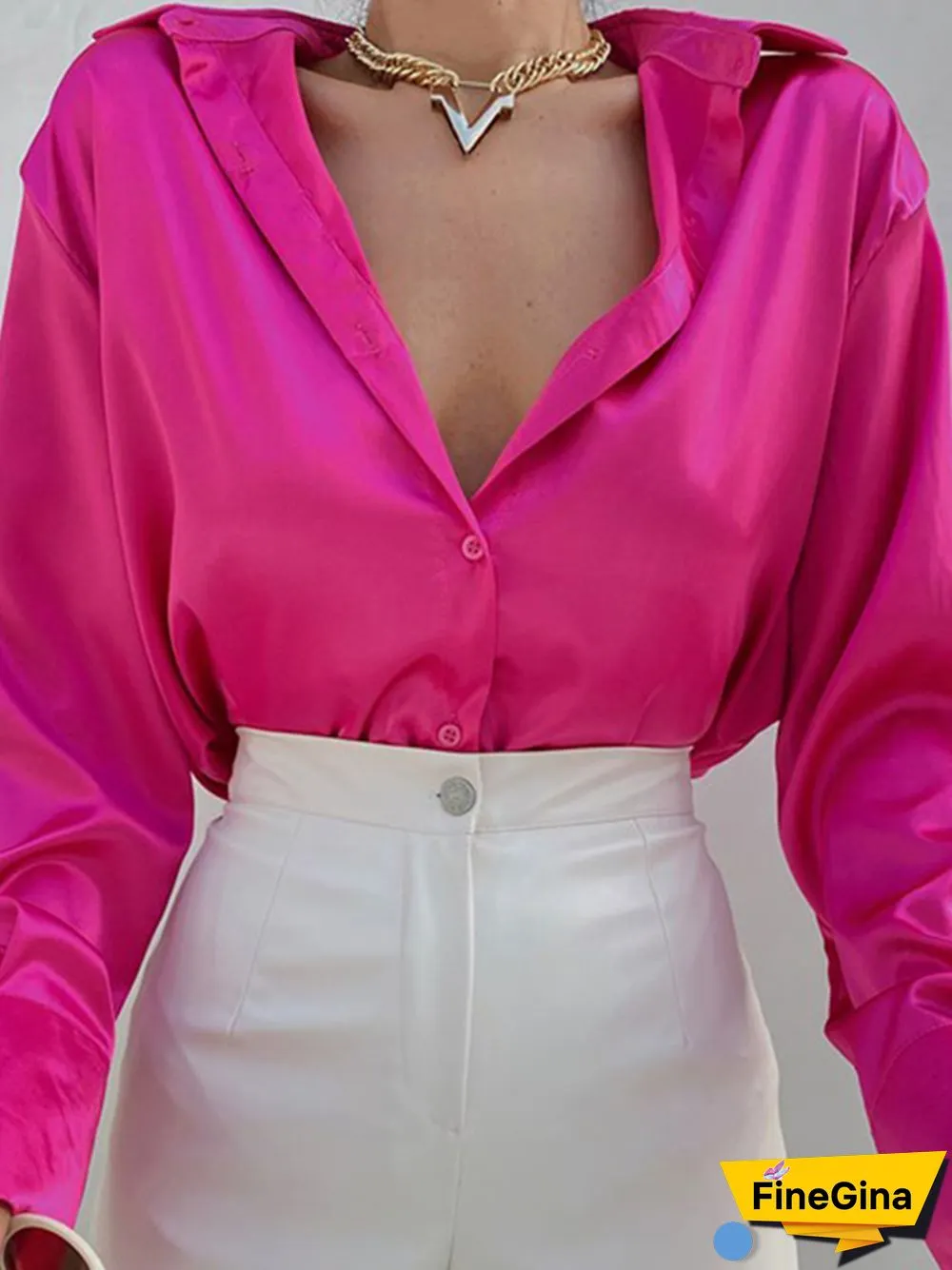 Women Elegant Satin Solid Long Sleeve Blouses Female Chic Vintage Blue Green Casual Loose