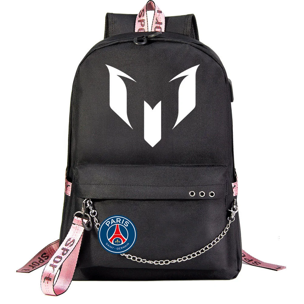 Buzzdaisy Get Game-Ready with Lionel Messi Print Backpack - Fits 15-inch Laptop, USB Charging Cable Included!