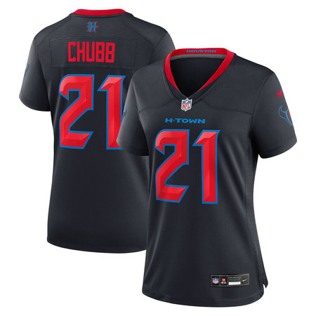 Women's Houston Texans #21 Nick Chubb Nike Navy Game Jersey