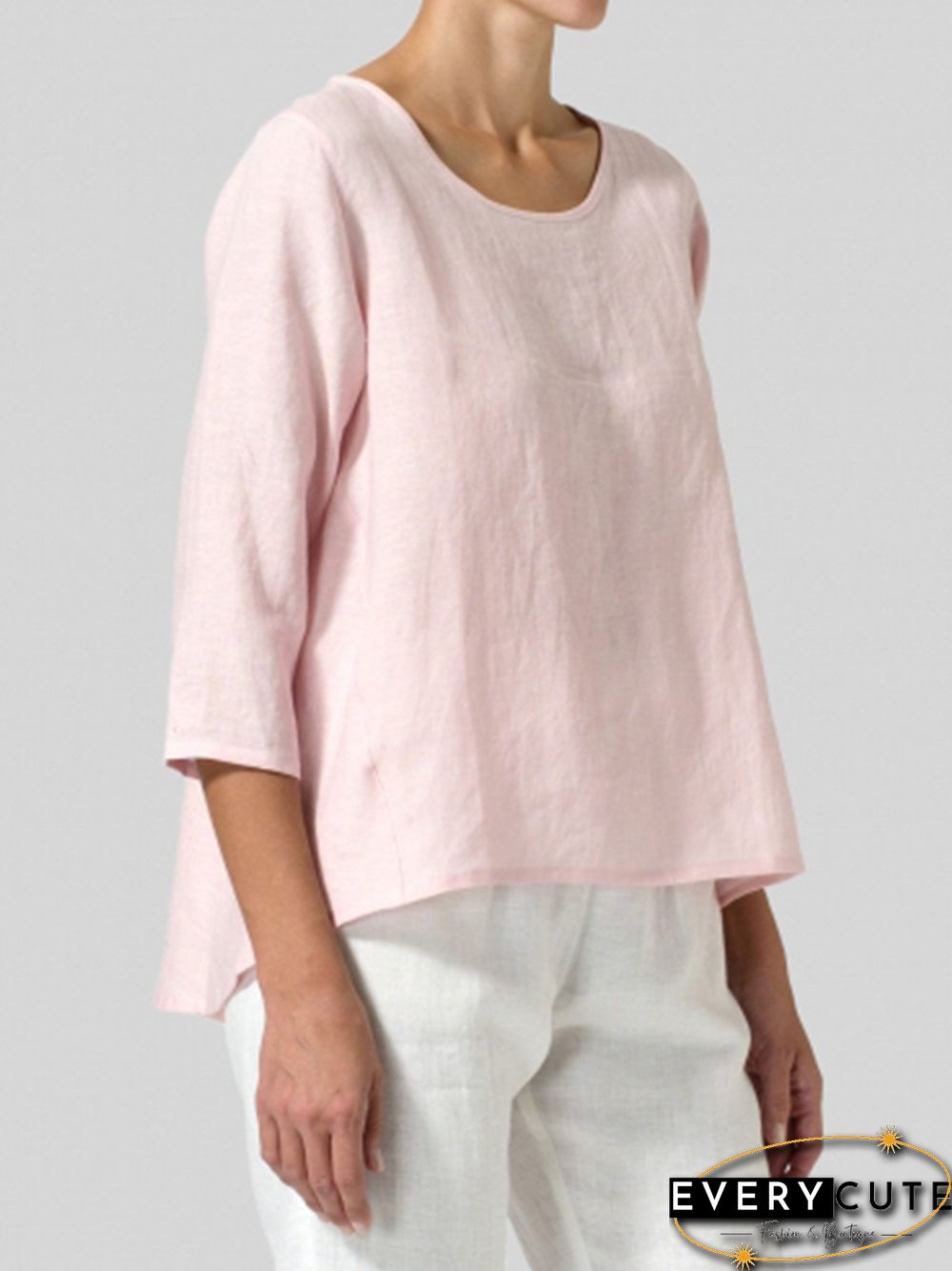 Women Casual 3/4 Sleeve Loose Tops Blouse Shirt