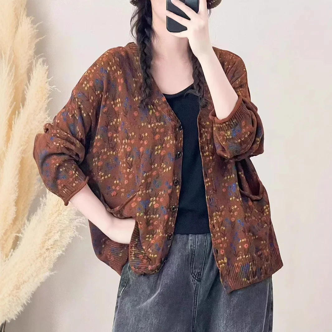 Chicfifth Sweater Women Winter Long Sleeve High Quality Autumn Vintage Top Knitted Cardigan