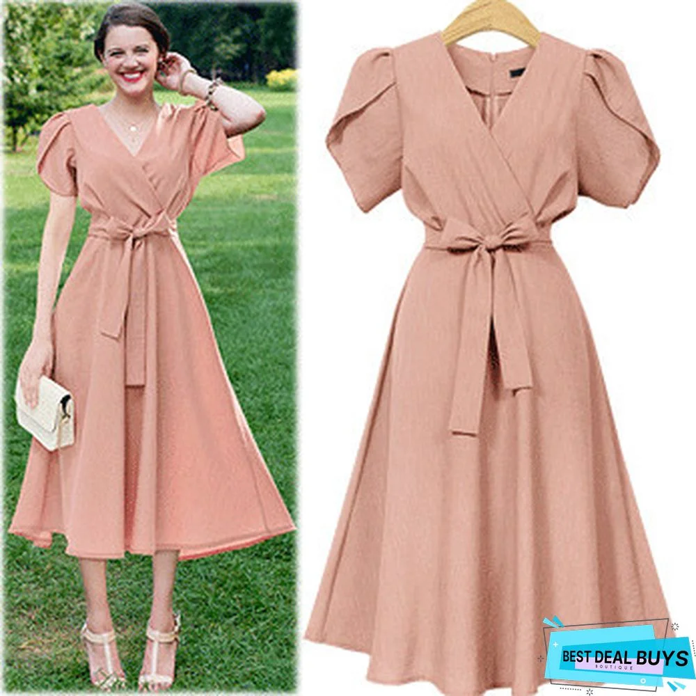 Large Size Women's Stitching Slim Dress Elegant In Summer