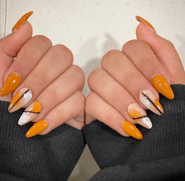 Orange Almond Nail Designs for Summer 2023 Morovan