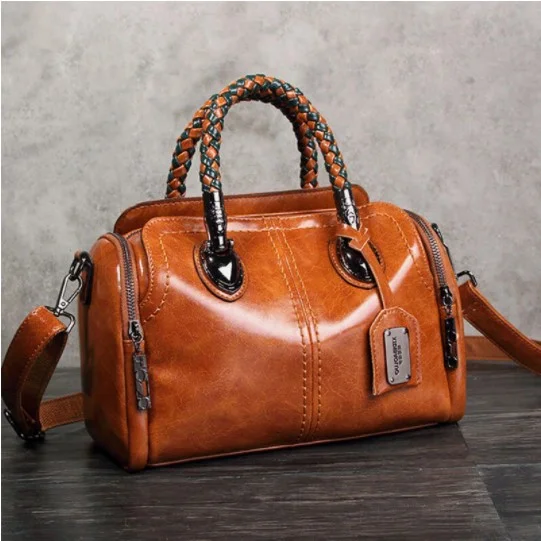 Women Vintage Handbag Oil Wax Leather Crosssbody Bag