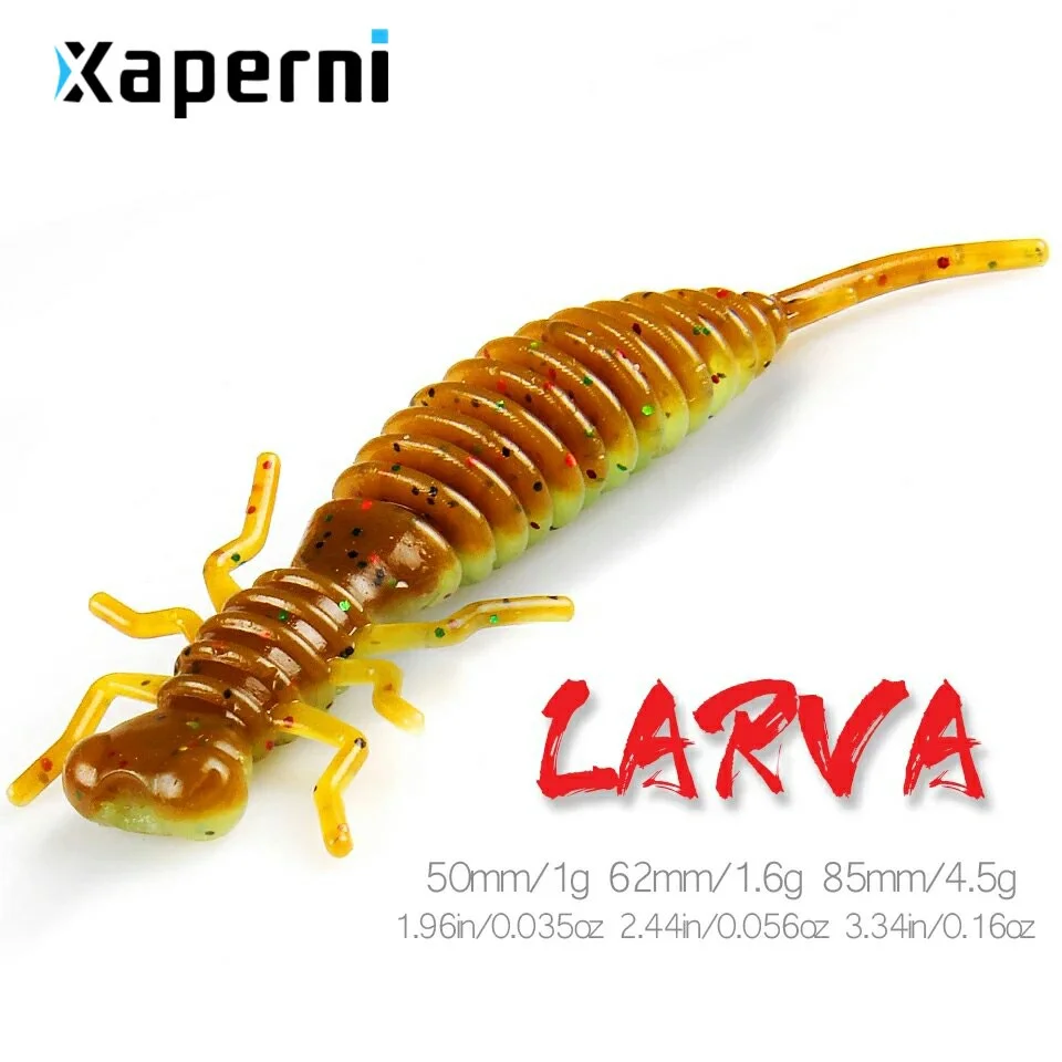Xaperni Larva Soft Lures 50mm 62mm 85mm Fishing Artificial Lures Silicone Bass Pike Minnow Swimbait Jigging Plastic Baits Worm