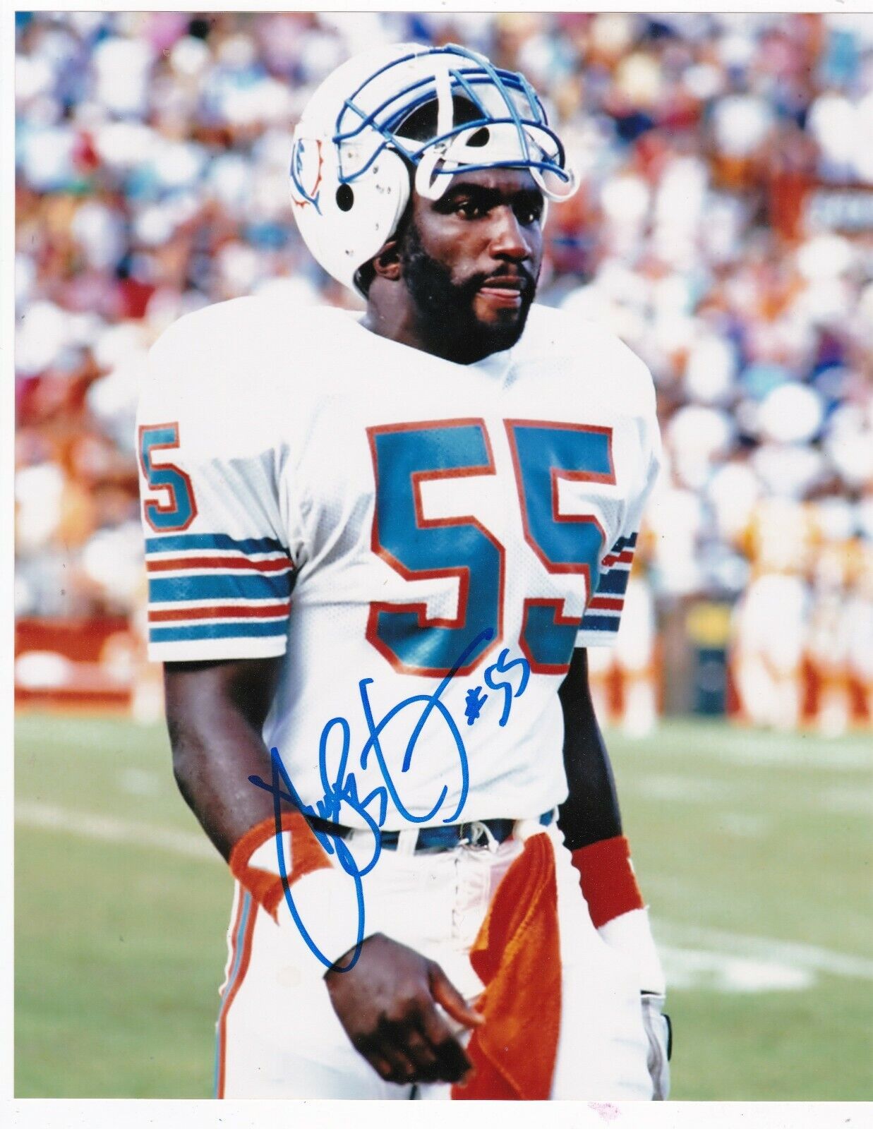 HUGH GREEN MIAMI DOLPHINS ACTION SIGNED 8X10