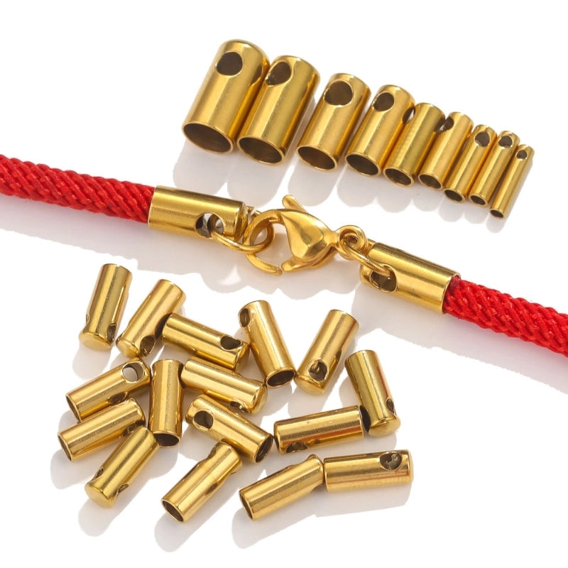 10 Pieces Stainless Steel End Cap Crimp Buckle Connector Leather Rope Buckle DIY Necklace Bracelet Handmade Jewelry Accessories