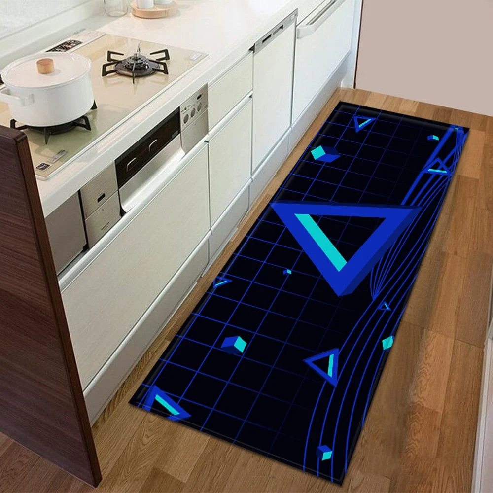 Kitchen Mat Bedroom Entrance Doormat 3D Geometric Pattern Home Floor Decoration Living Room Carpet Bathroom Non-Slip Rug