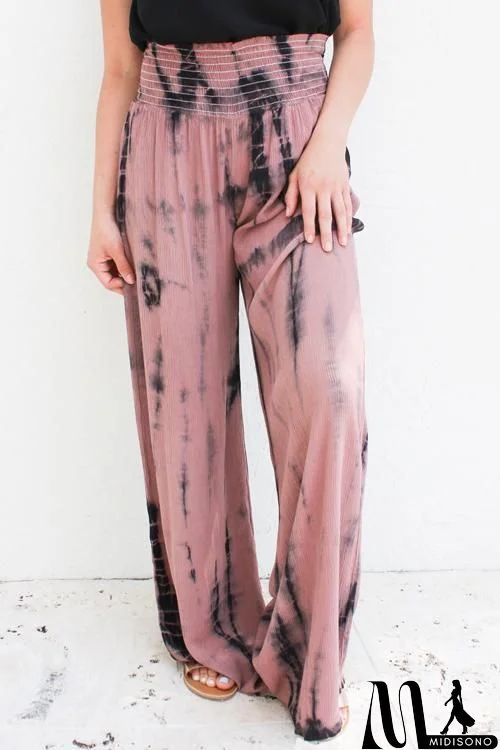 Elastic Tie Dye Wide Leg Pants