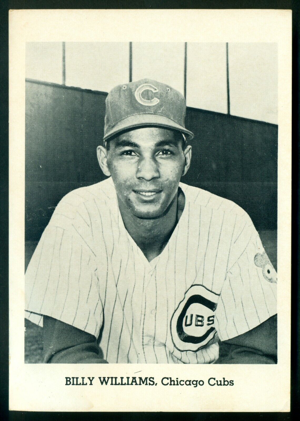 Original EARLY 1960's BILLY WILLIAMS CHICAGO CUBS Team Issue B&W Photo Poster painting Card 5X7