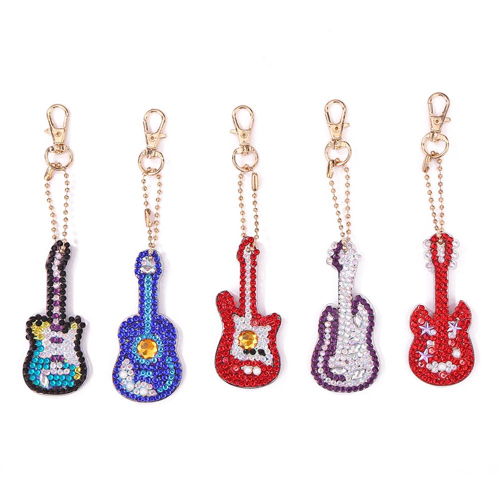 

5pcs Violins-DIY Creative Diamond Keychain, 501 Original