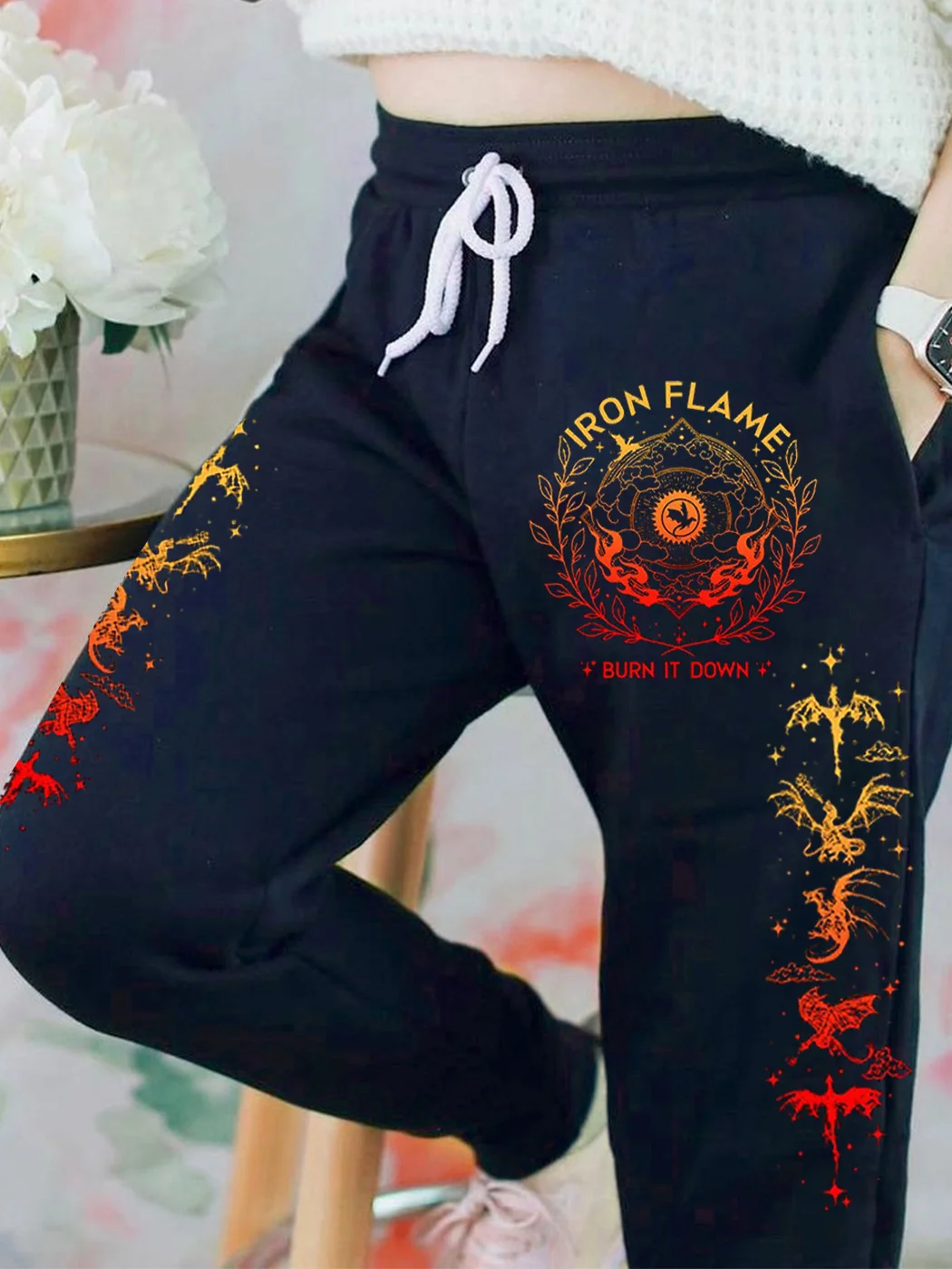 Iron Flame Fourth Wing Darkacademic Print Training Joggers / DarkAcademias /Darkacademias