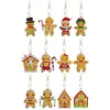 12pcs Christmas Gingerbread Man Diamond Painting Double Sided Keychains