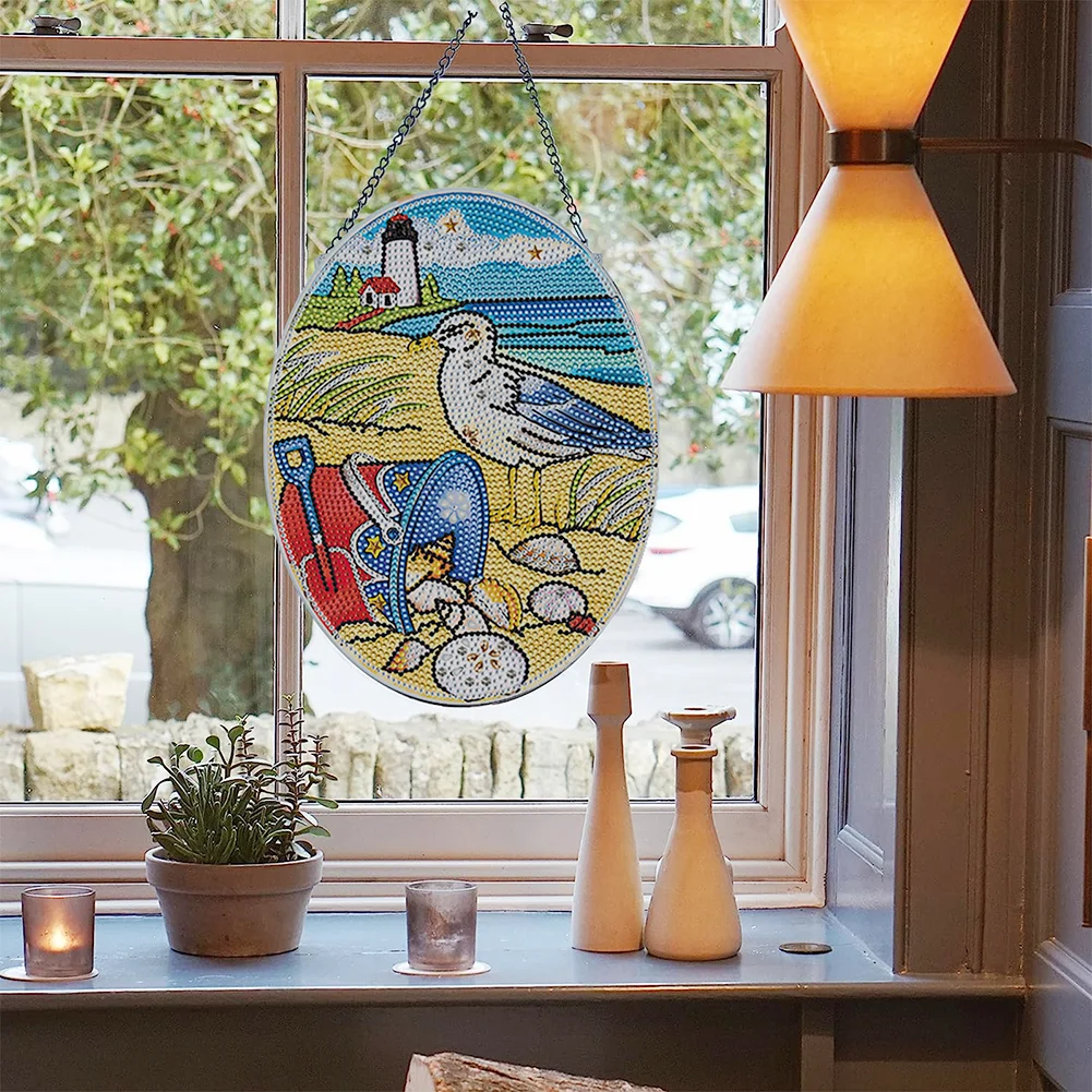 DIY Seagull Diamond Dots Art Cute Home Garden Decoration(Single Side)