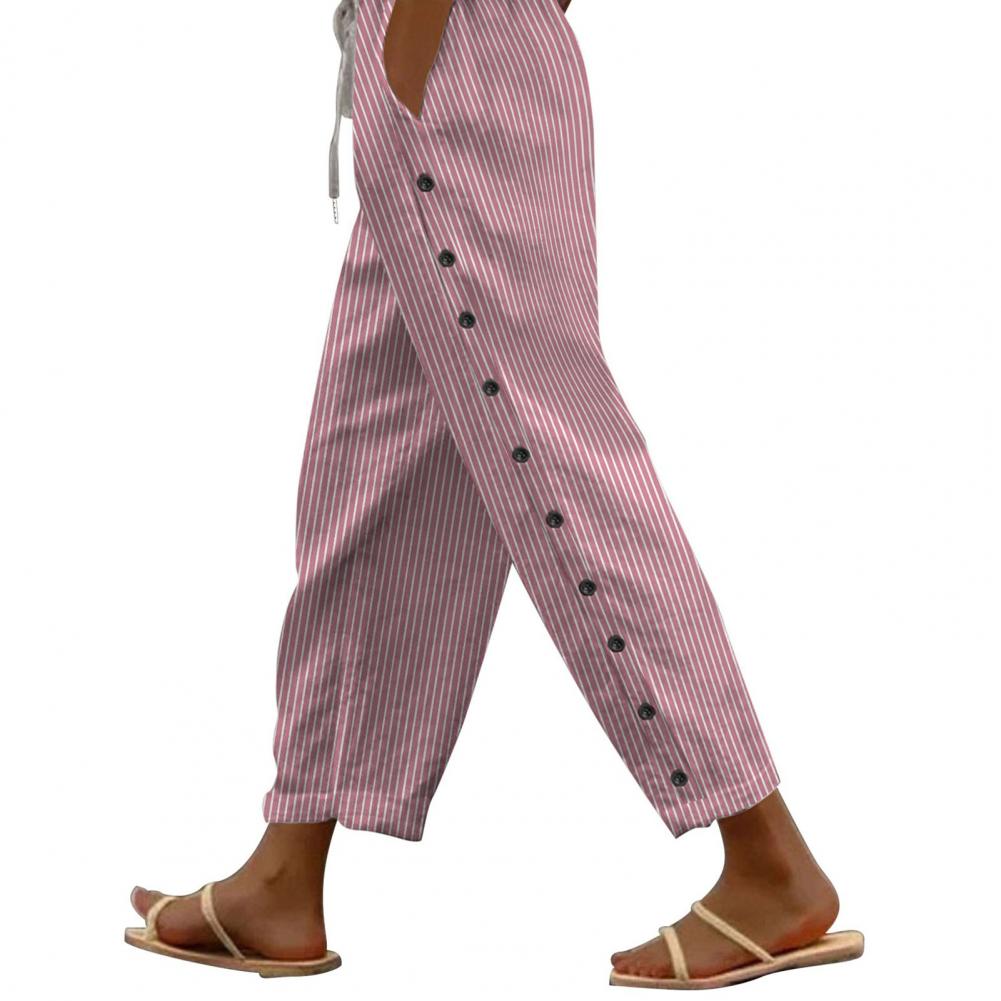 Loukisht cargo pants outfits women  Vertical Stripe Design Pants Slimming Vertical Stripe Women's Casual Pants with Adjustable Drawstring Waist Pockets Elastic Pants