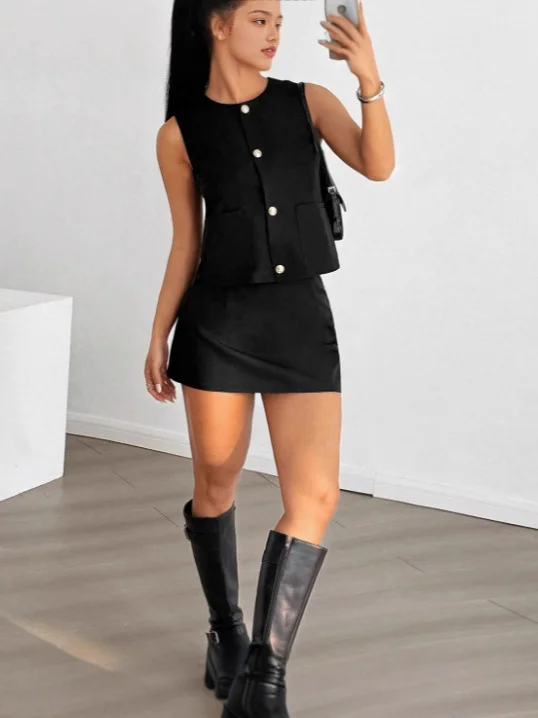 Nigikala Nigikala Women's Short Vest Skirt Summer Sleeveless Suit