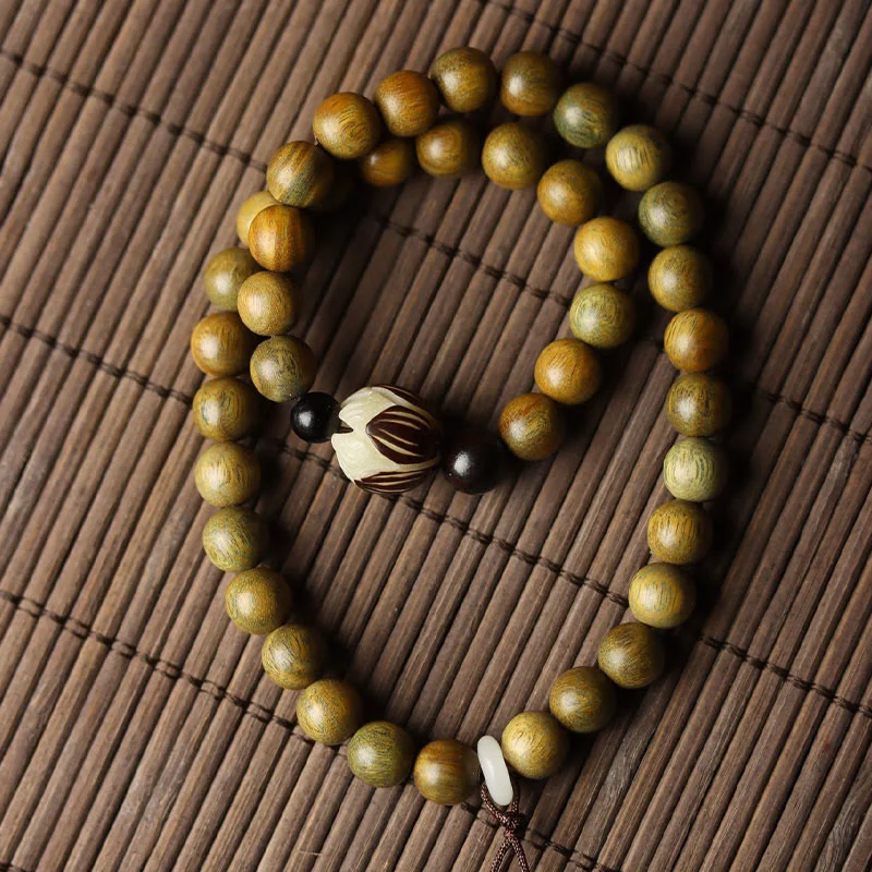 Green Sandalwood Bodhi Seed Lotus Soothing Double Wrap Bracelet