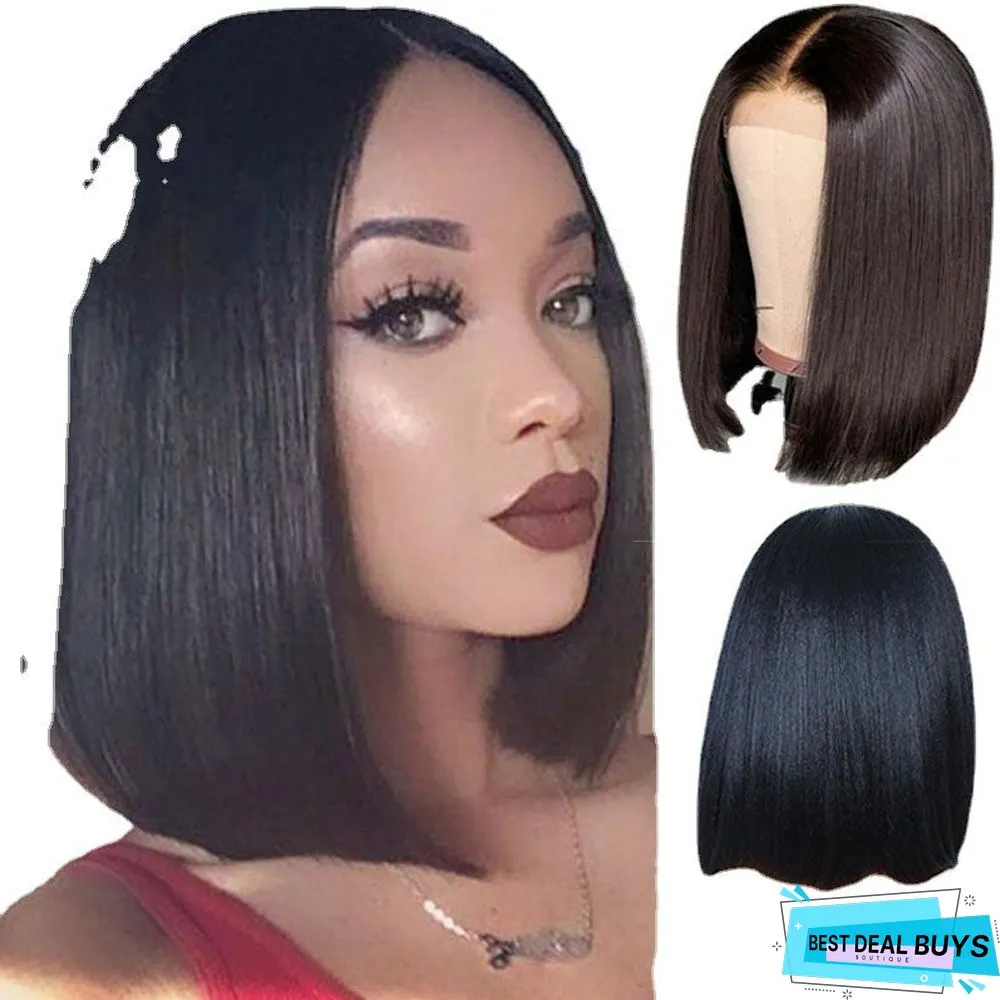 Chemical Fiber High Temperature Silk Women's Medium Split Short Straight Hair