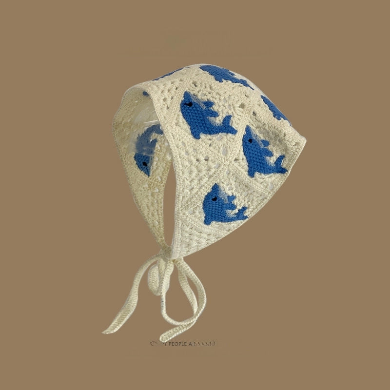 French Retro Turban Women’s Triangle Scarf Hair Belt Spring And Summer Travel Sweet Cute Handmade Crochet Artistic Style Baotou Hat