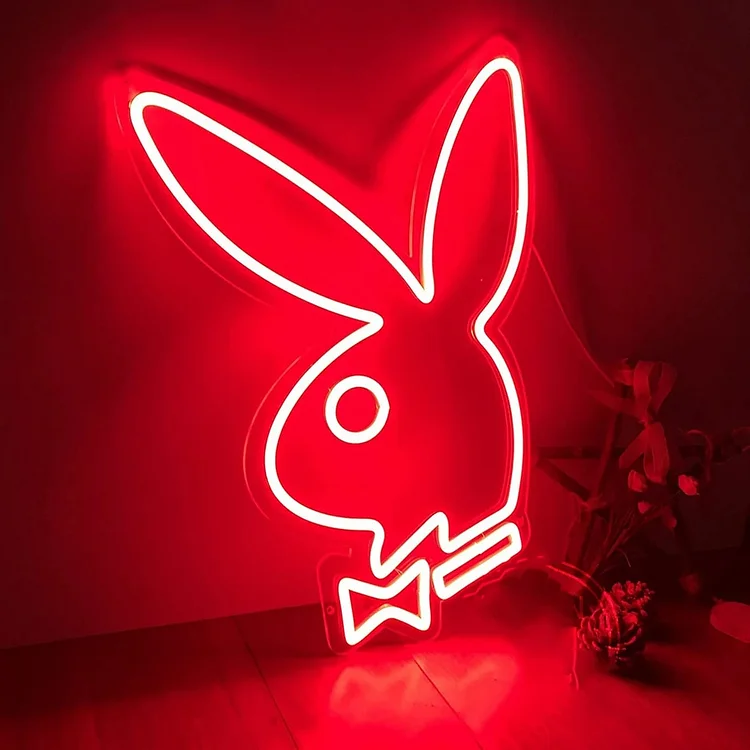 Custom Animal Neon Sign Rabbit Bunny Play Boy Playboy Neon Lights Wall Art Gifts for Decorations Bar Christmas Party Wedding