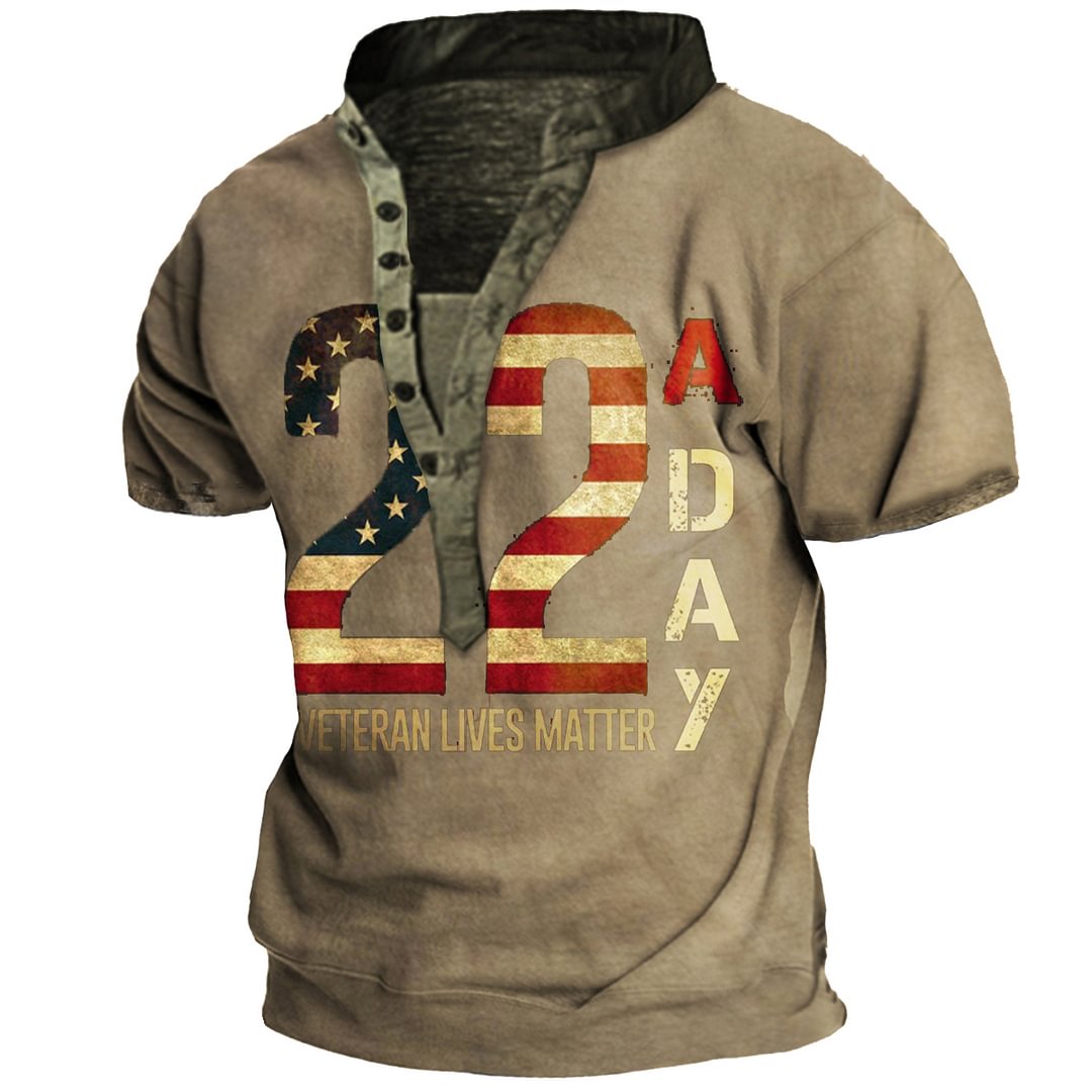 22 A Day Veterans Lives Matter Henley Shirt-Compassnice®