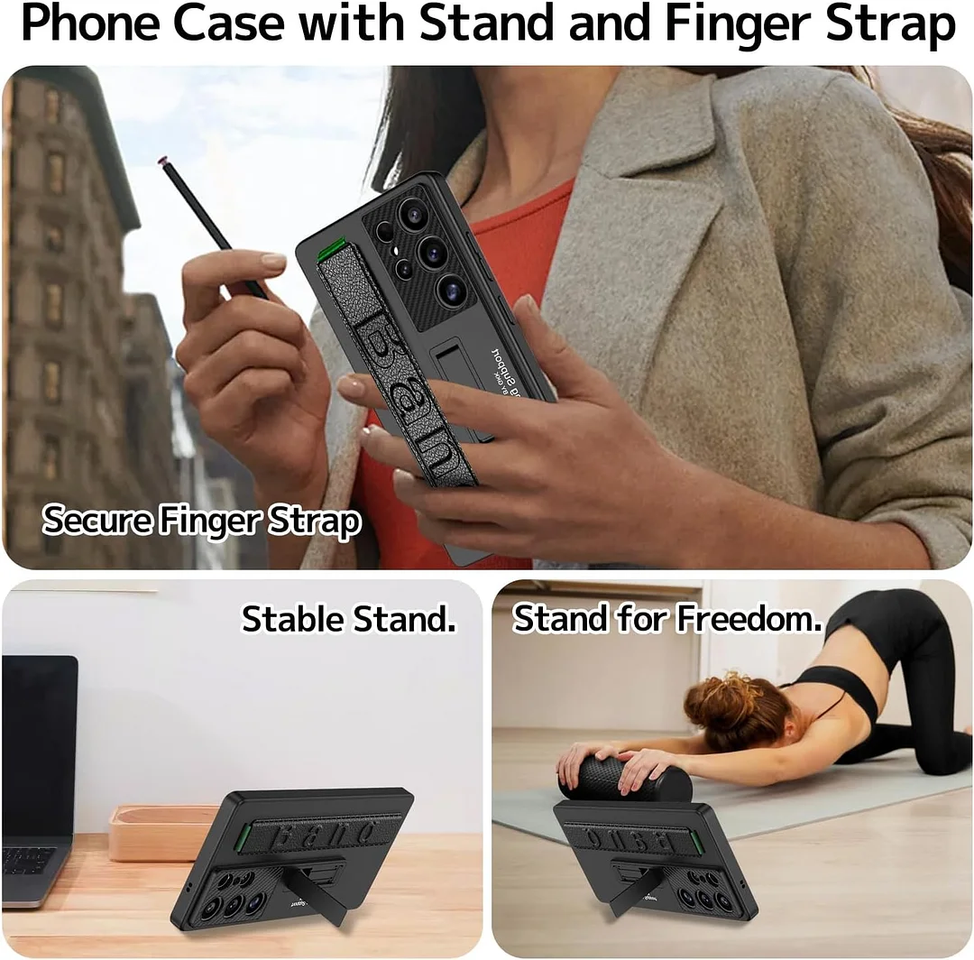 Suitable for S26 Ultra phone case, ultra-thin stand, elastic wrist strap, precision hole, shockproof protective case