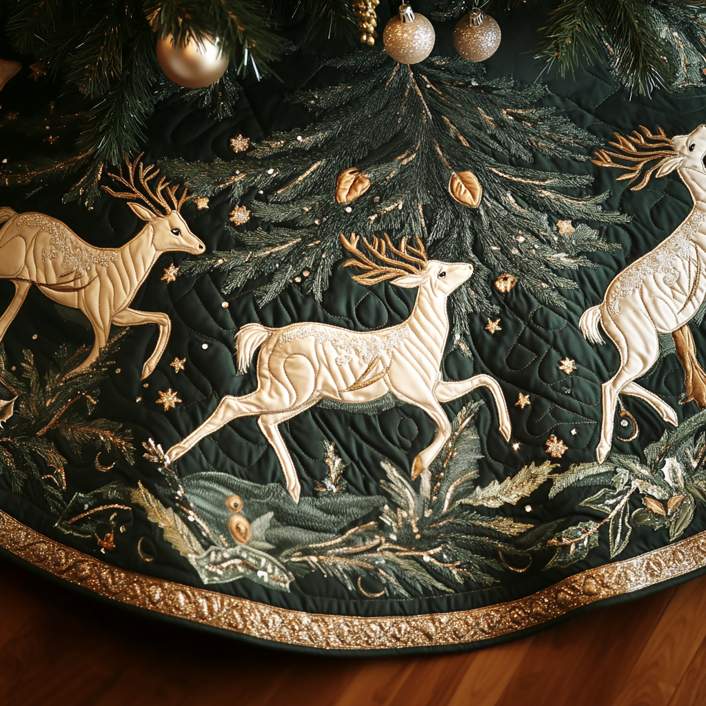 Woodland Wonder Quilted Christmas Tree Skirt NCU0VH413