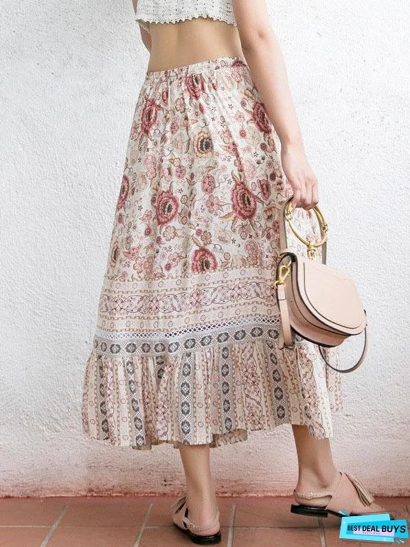 High Waist Print Beach Casual Skirt