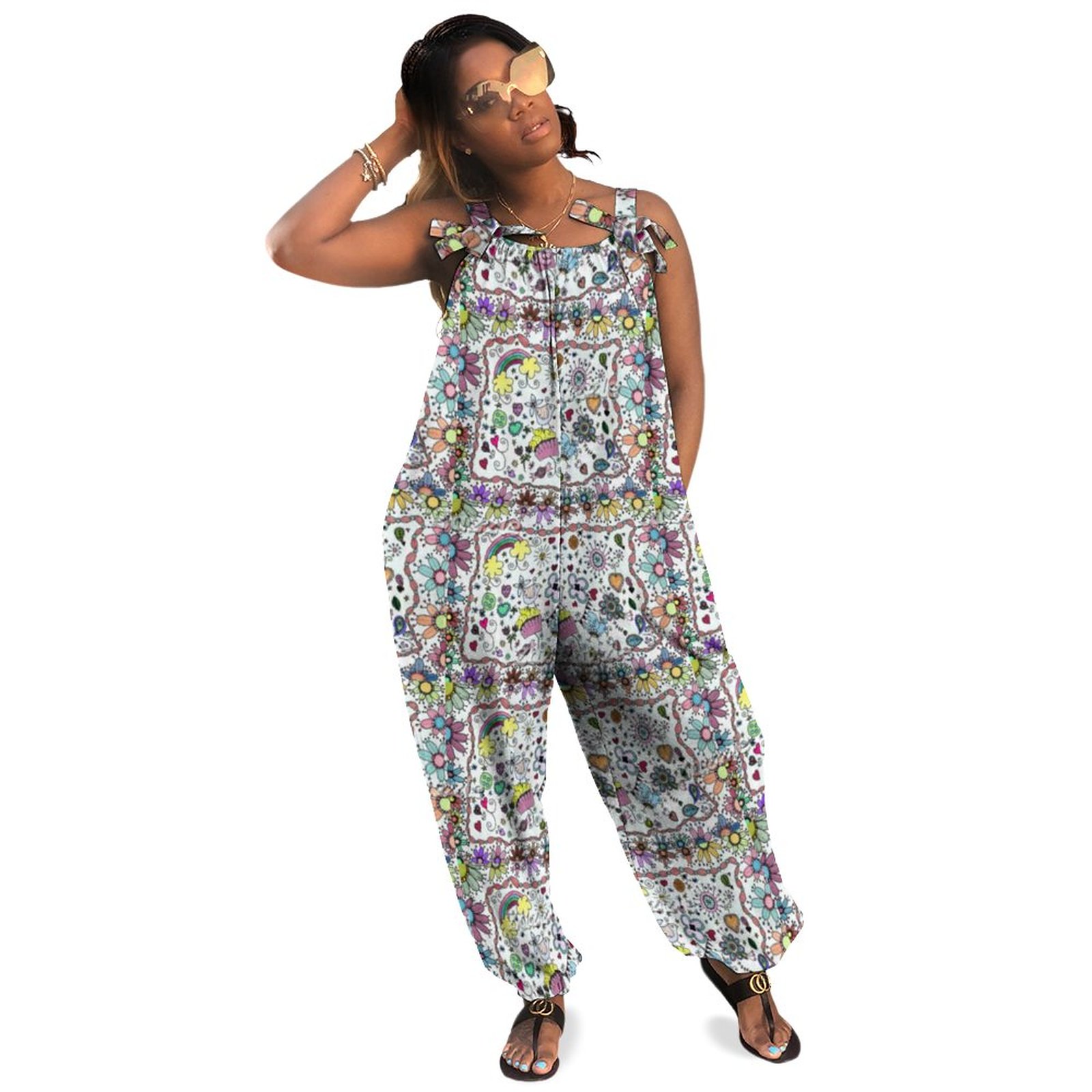 Adorables Happy Happy Joy Joy Doodles Boho Vintage Loose Overall Corset Jumpsuit Without Top