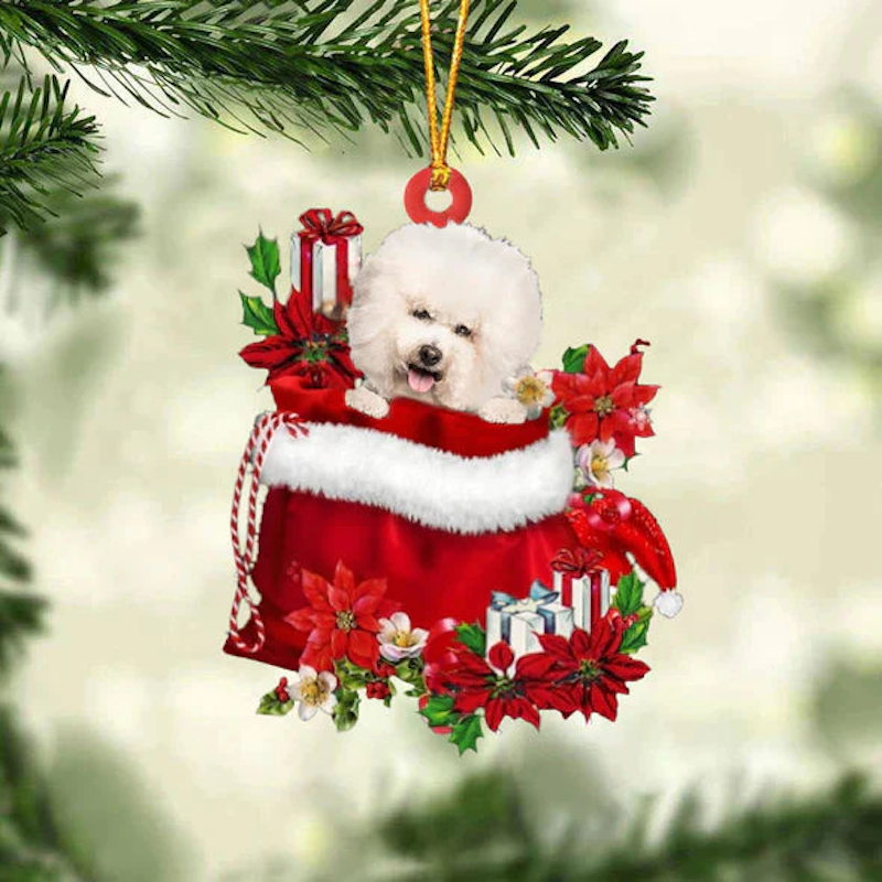 VigorDaily Bichon Frise In Gift Bag Christmas Ornament GB102