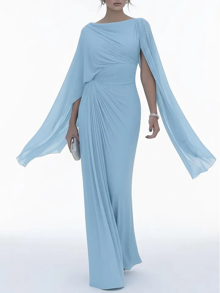chinese dress ladies Padma White Draped Maxi Dress With Cape Sleeves – Club L London main image 0