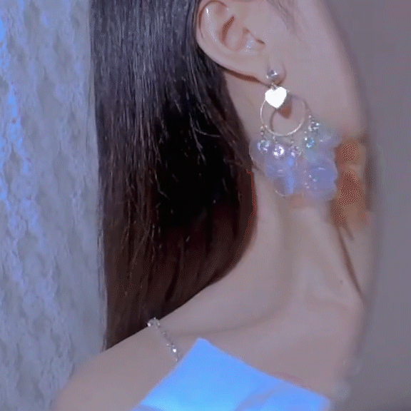 Sequin tassel love earrings