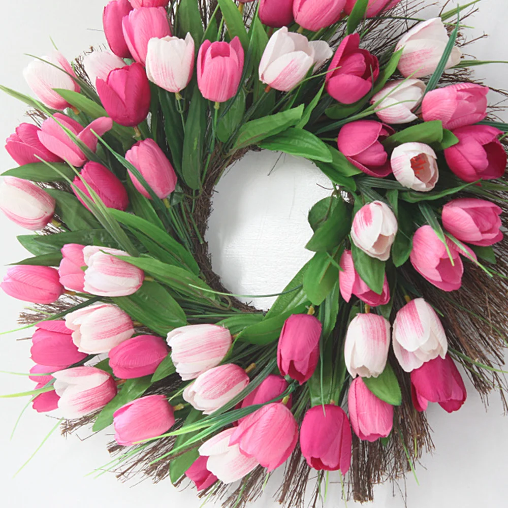 Spring Simulation Tulip Wreath Holiday Decoration