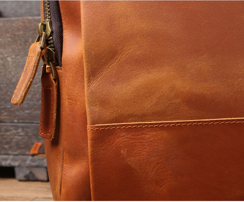 Color Brown Leather Display of Backpack