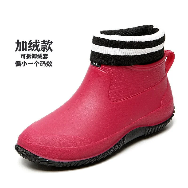 hot Rain Boots Women's Rubber Anti-skid Colorful Unisex Ankle Boots Lightweight Slip On Boots Shoes  Water-proof Drop Shipping