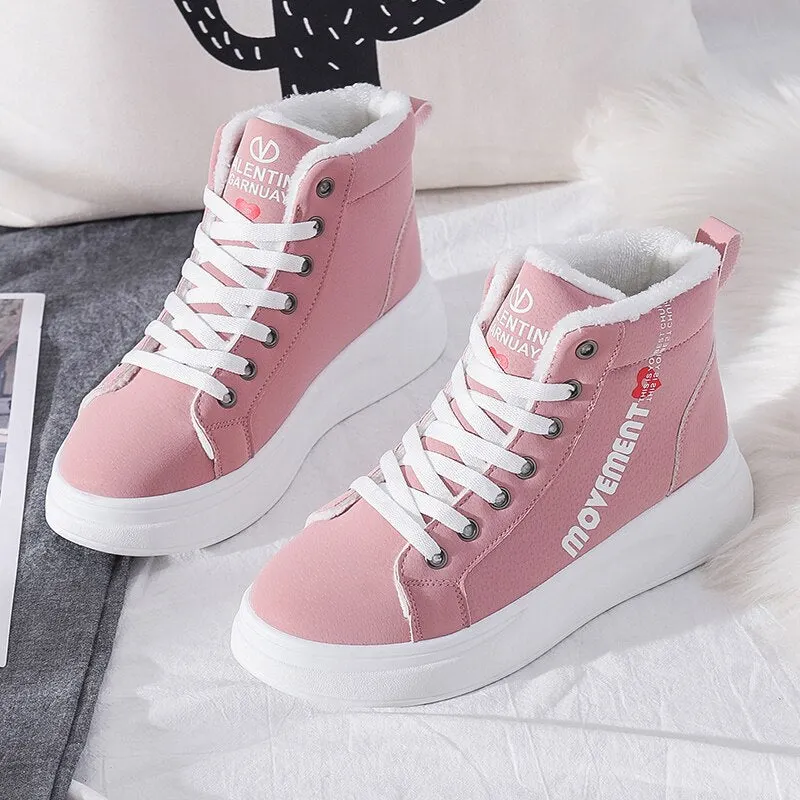 2021 New White Boots Women Shoes Winter Sneakers Platform Pink Snow Boots Fur Sport Casual Shoes Woman basket femme Big Size 41